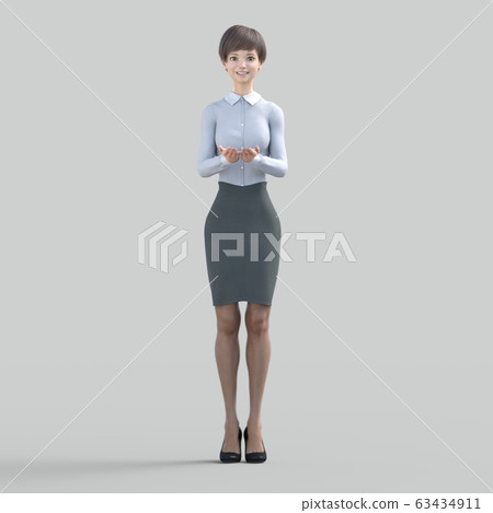 Woman in uniform perming3DCG illustration material Woman in uniform perming3DCG illustration material 63434911