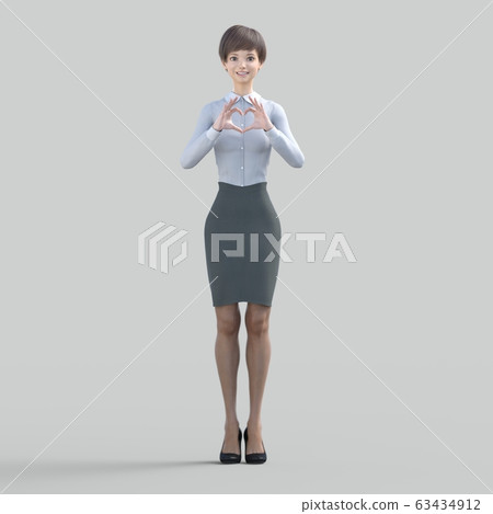 Woman in uniform perming3DCG illustration material Woman in uniform perming3DCG illustration material 63434912