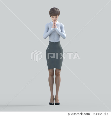 Woman in uniform perming3DCG illustration material Woman in uniform perming3DCG illustration material 63434914