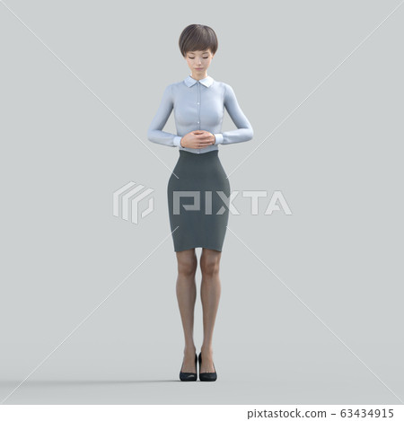 Woman in uniform perming3DCG illustration material Woman in uniform perming3DCG illustration material 63434915