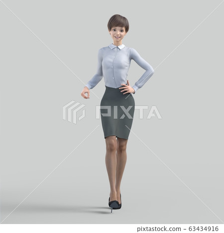 Woman in uniform perming3DCG illustration material Woman in uniform perming3DCG illustration material 63434916