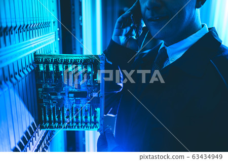 server data network center internet man connection 63434949