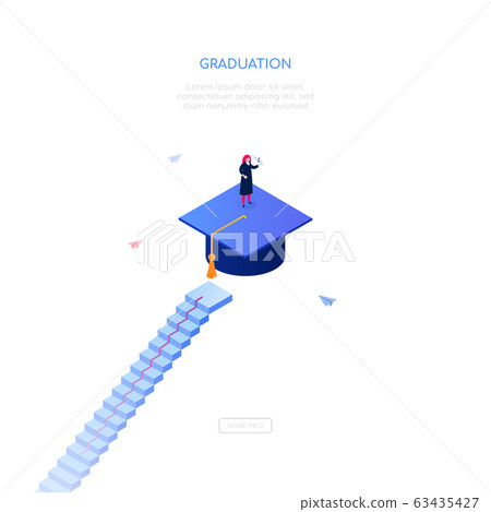 Graduation concept - modern isometric vector web banner Graduation concept - modern isometric vector web banner 63435427