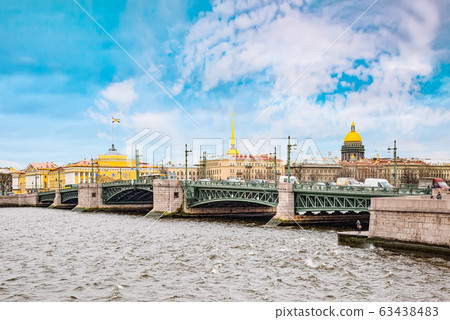 Drawbridge Palace Bridge in day time. Saint Drawbridge Palace Bridge in day time. Saint 63438483