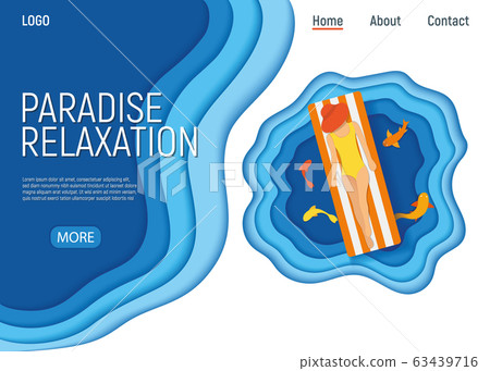 Paradise relaxation, female character on water 63439716