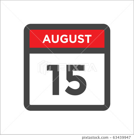 August 15 calendar icon with day of month August 15 calendar icon with day of month 63439947