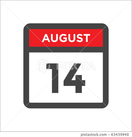 August 14 calendar icon with day of month - Stock Illustration ...