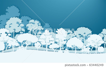 white forest trees landscape background vector illustration EPS10 63440249