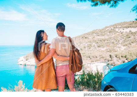 Girl on vacation travel background beautiful landscape 63440383