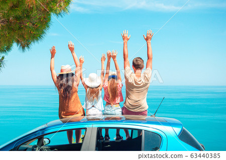 Summer car trip and young family on vacation Summer car trip and young family on vacation 63440385