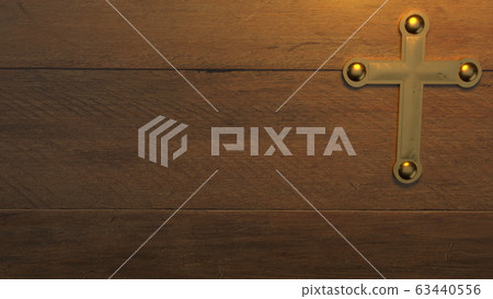 The  gold cross on wood 3d rendering for Holy Week content 63440556