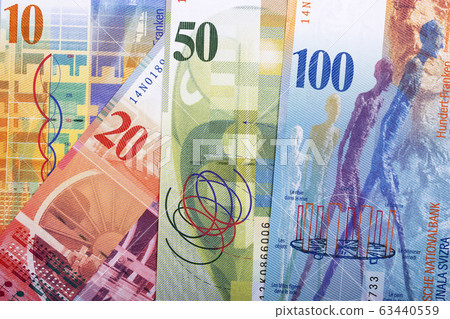 Swiss money - Francs a business background 63440559