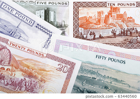 Currency of the Isle of Man - Pounds a business background 63440560