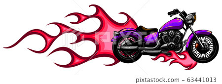 vector illustration Flaming Bike Chopper Ride Front View vector illustration Flaming Bike Chopper Ride Front View 63441013