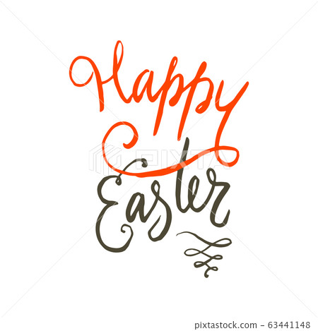 Happy Easter Handwritten wishes. Isolated vector lettering design Happy Easter Handwritten wishes. Isolated vector lettering design 63441148