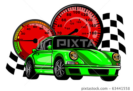 European classic sports car silhouettes, outlines, contours. 63441558