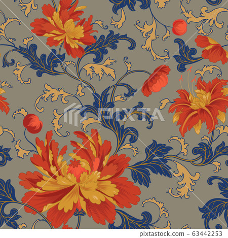 Floral pattern. Flower seamless background. 63442253