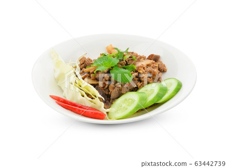 Thai food, spicy pork with chili and mint 63442739