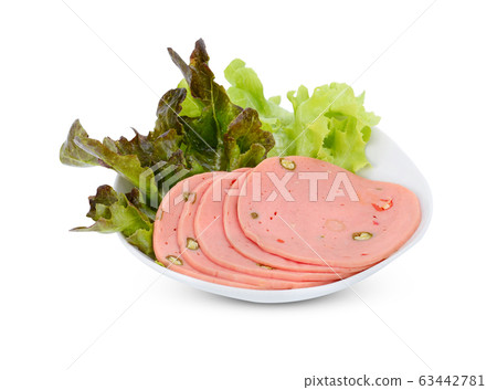 ham sausage isolated on white background ham sausage isolated on white background 63442781
