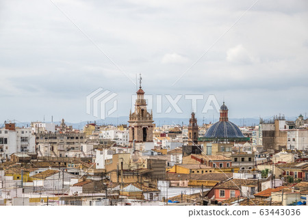 aerial view old town of Valencia, Spain, aerial view old town of Valencia, Spain, 63443036
