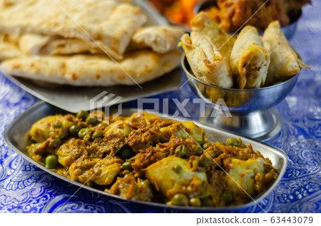 Chicken jalfrezi and chicken curry with various Chicken jalfrezi and chicken curry with various 63443079