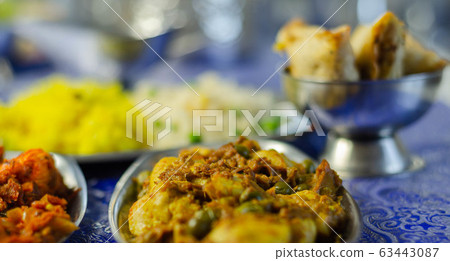 Chicken jalfrezi and chicken curry with various Chicken jalfrezi and chicken curry with various 63443087