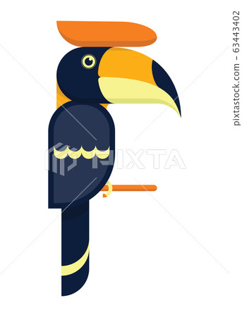 Vector of toucan Hornbill bird flat design. 63443402