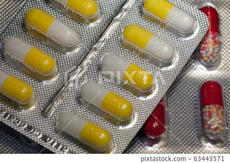 Coronavirus treatment concept with blister pack Coronavirus treatment concept with blister pack 63443571