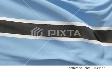 Waving national flag of Botswana. Waved highly detailed close-up 3D render. 63444300