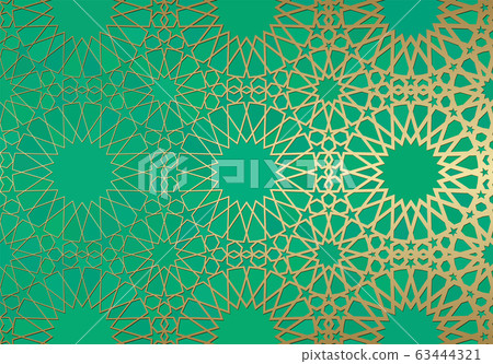 Abstract background with islamic ornament, arabic geometric texture. Golden lined tiled motif. Abstract background with islamic ornament, arabic geometric texture. Golden lined tiled motif. 63444321
