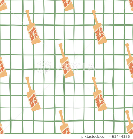Funny glass bottle seamless pattern on stripes Funny glass bottle seamless pattern on stripes 63444326