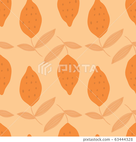 Trendy lemon with leaves seamless pattern on Trendy lemon with leaves seamless pattern on 63444328