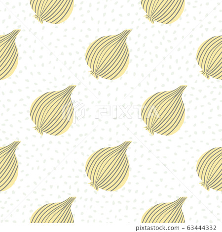 Onion bulb seamless pattern on dots background. Onion bulb seamless pattern on dots background. 63444332