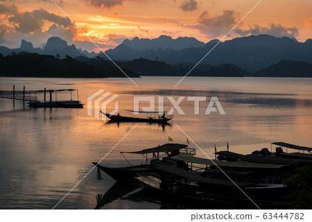 sunset lakekhao sok national park sunset lakekhao sok national park 63444782