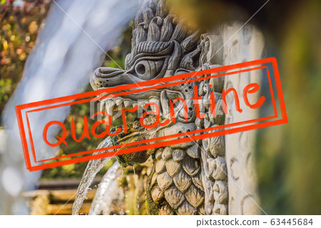 Quarantine due to coronavirus epidemic covid19 Thermal water is released from the mouth of statues Quarantine due to coronavirus epidemic covid19 Thermal water is released from the mouth of statues 63445684