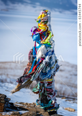 Famous and sacred chamainc roc on Olkhon island Famous and sacred chamainc roc on Olkhon island 63445744