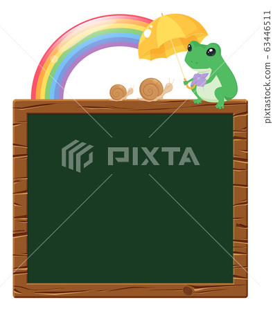 Tree frame illustration _ rainy season _ blackboard Tree frame illustration _ rainy season _ blackboard 63446511