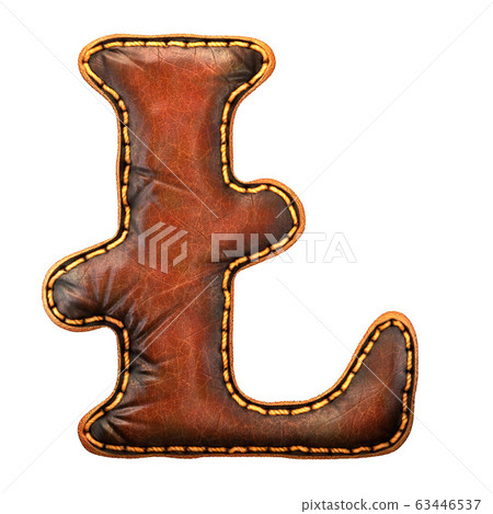 Symbol litecoin made of leather. 3D render font with skin texture isolated on white background. Symbol litecoin made of leather. 3D render font with skin texture isolated on white background. 63446537