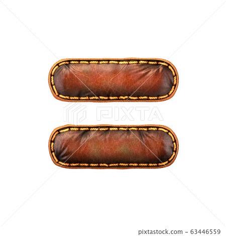 Symbol equals made of leather. 3D render font with skin texture isolated on white background. Symbol equals made of leather. 3D render font with skin texture isolated on white background. 63446559