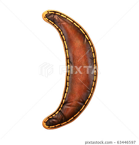 Symbol right parentheses made of leather. 3D render font with skin texture isolated on white background. 63446597