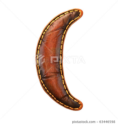 Symbol left parentheses made of leather. 3D render font with skin texture isolated on white background. 63446598
