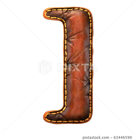 Symbol right bracket made of leather. 3D render font with skin texture isolated on white background. 63446599
