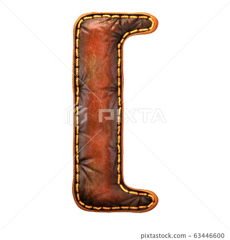 Symbol left bracket made of leather. 3D render font with skin texture isolated on white background. 63446600