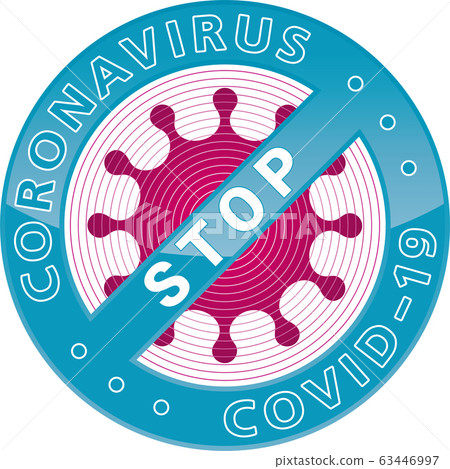 Coronavirus COVID-19 Stop badge. 63446997