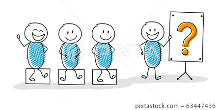 Leader concept - cartoon stickmen with question 63447436