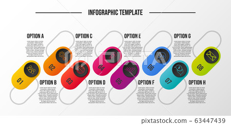 Colorful infograph with business symbols. Vector 63447439