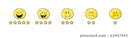 Funny star rating with cartoon stickman. 63447445