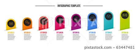 Colorful infographic with business icons. Vector 63447481