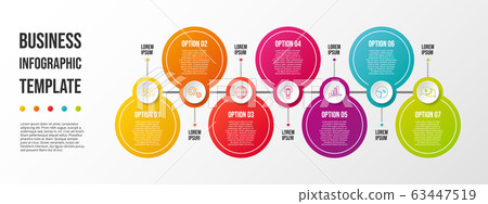 Design of a company timeline with business icons 63447519