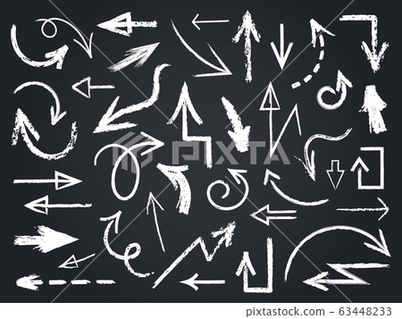 Chalk sketch arrow. Hand drawn chalk arrows,... - Stock Illustration ...
